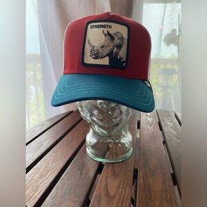 Goorin bros trucker "Strength " Snapback Hat Multi Color Rhino